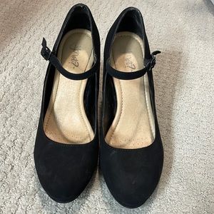 Black suede heels. Size 9.